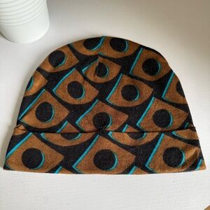 DVF retro geometric pattern silk cashmere beanie hat